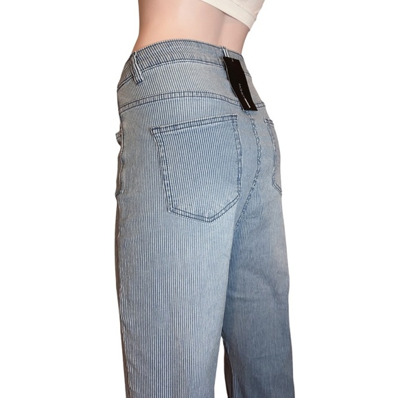 Fashion Nova Pin Me Down Stripe Flare Jeans High Waist Bell Bottom Button Fly - Picture 10 of 14